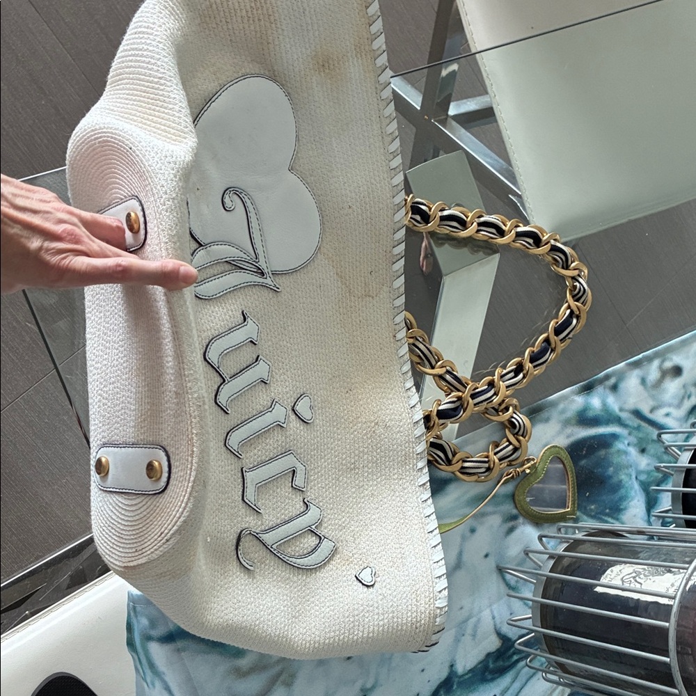 Juicy Couture White Tote Bag with Gold Chain